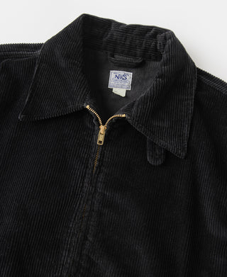9 Wale Cotton Corduroy Zip-Up Jacket - Black