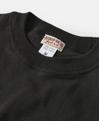 Waffle Knit Pocket T-Shirt - Black