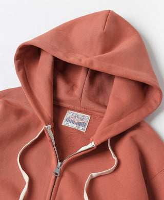 17.5 oz Terry Cloth Full-Zip Hoodie - Brick Red