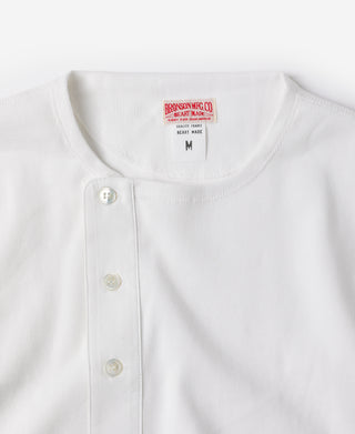 14 oz Side Closing Henley Shirt - White