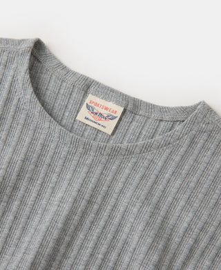 1950s Ribbed Cotton and Spandex-Blend T-Shirt - Gray