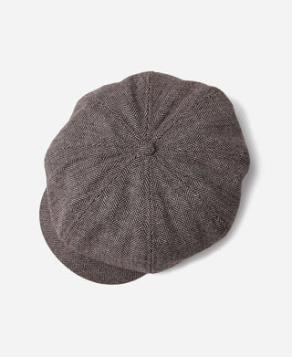 Brown Striped Herringbone Wool Newsboy Cap