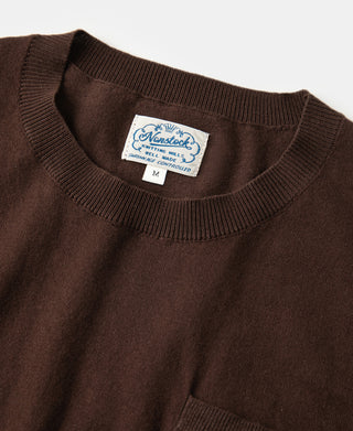 1950s Jersey Knit Short Sleeve Pocket T-Shirt - Coffee