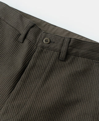 1940s Pique Stripe Cotton Work Trousers - Coffee