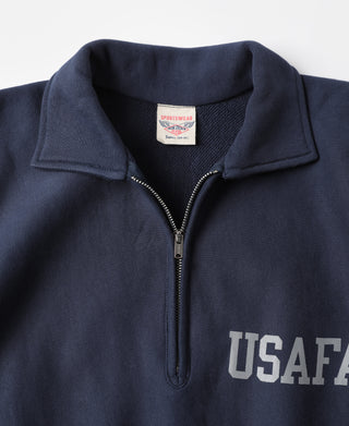 1950s USAFA Reverse Weave Half-Zip Sweatshirt - Navy