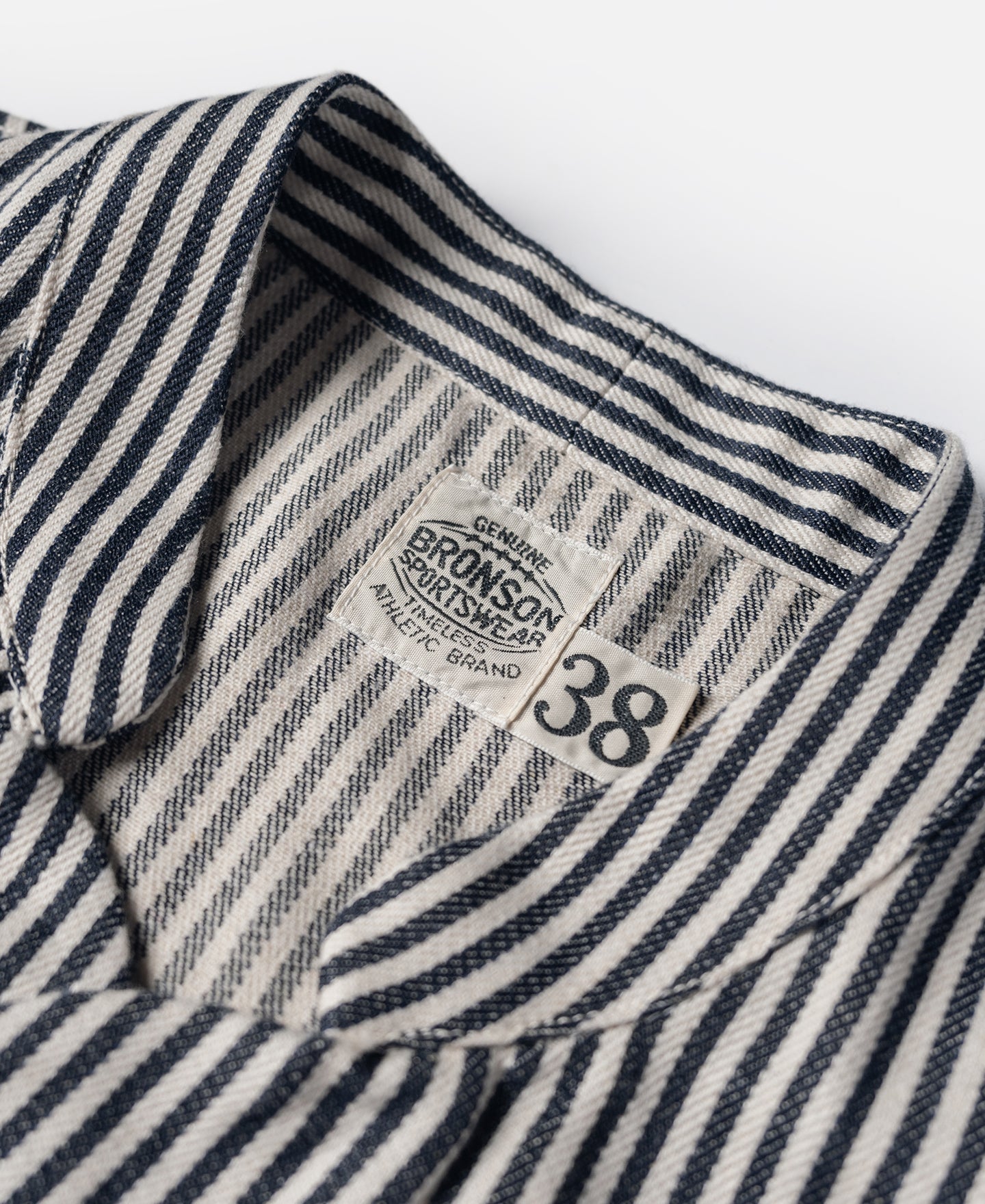 WWII Stripe Hickory Yarn-Dye Cotton Collarless Workshirt | Bronson