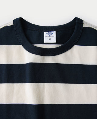 Heavyweight Cotton Wide Striped T-Shirt - Blue/White