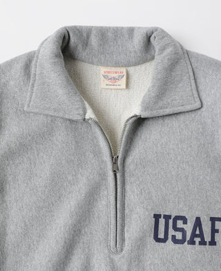 1950s USAFA Reverse Weave Half-Zip Sweatshirt - Gray