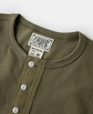 Vintage Short Sleeve Henley T-Shirt - Olive