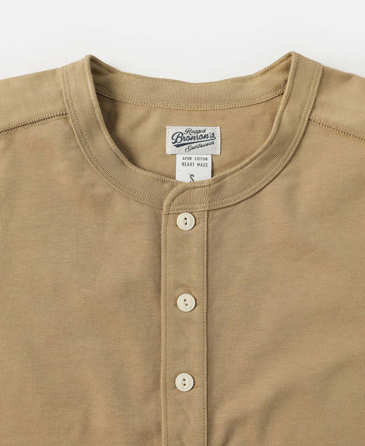 10.6 oz Cotton Short Sleeve Henley T-Shirt - Khaki