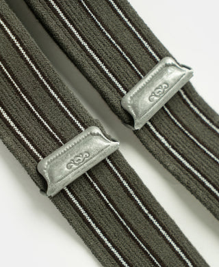 Vintage Striped Y-Back Button-On Suspenders – Olive