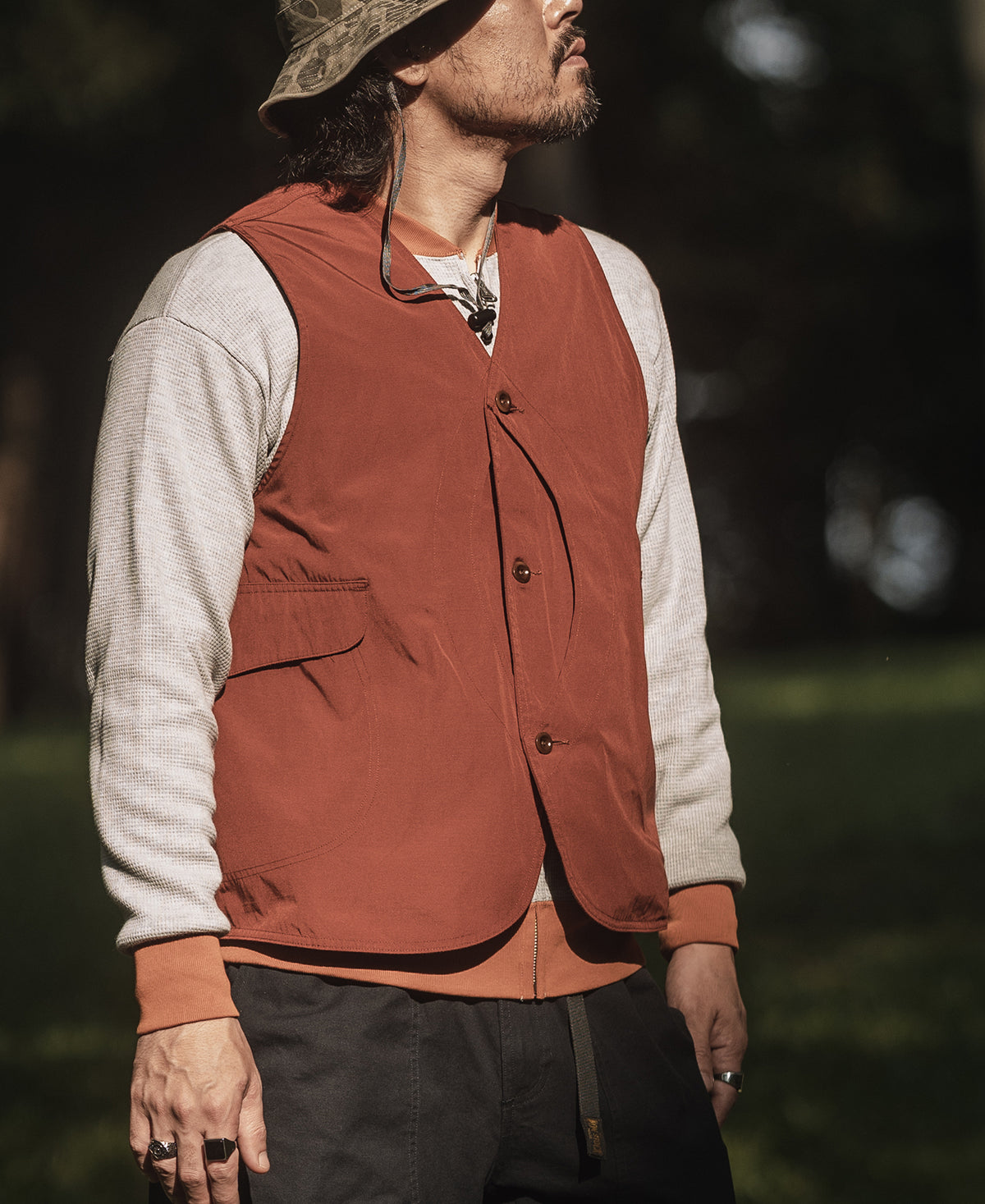Polyester and Cotton Blend Game Pocket Outdoor Vest - Red
