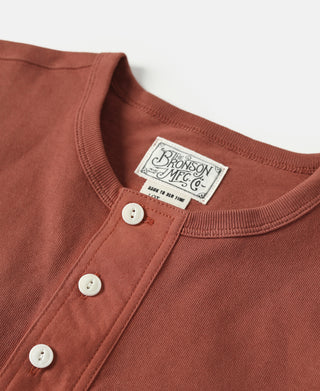 Vintage Short Sleeve Henley T-Shirt - Brick Red