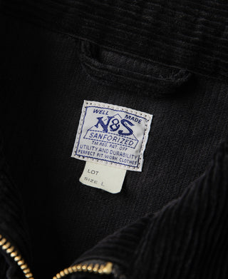 9 Wale Cotton Corduroy Zip-Up Jacket - Black