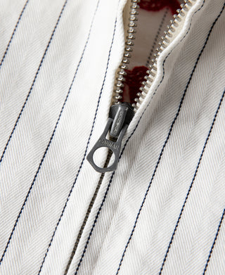 Lot 954 1950s Motorcycle Mechanic Stripe Chore Coat - White