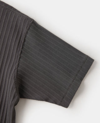 1950s Ribbed Cotton and Spandex-Blend T-Shirt - Dark Gray