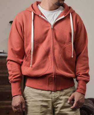 17.5 oz Terry Cloth Full-Zip Hoodie - Brick Red