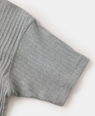 1950s Ribbed Cotton and Spandex-Blend T-Shirt - Gray