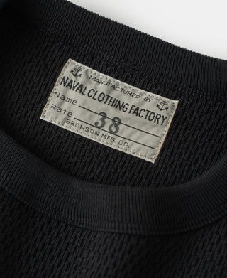 Heavyweight Raschel Knitting Waffle Thermal Shirt - Black