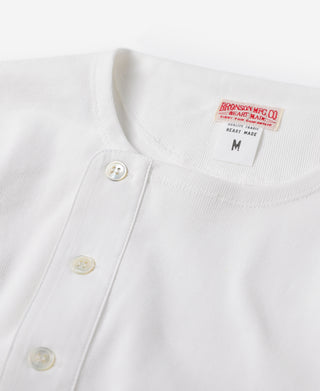 14 oz Side Closing Henley Shirt - White