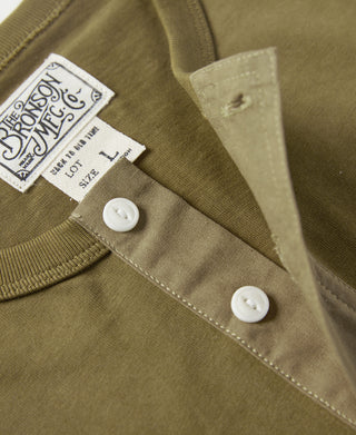 Vintage Short Sleeve Henley T-Shirt - Olive