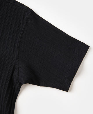 1950s Ribbed Cotton and Spandex-Blend T-Shirt - Black