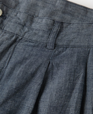 1930s Double-Pleated Chambray Pants