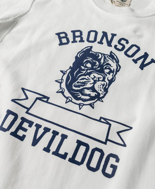 Devil-Dog Logo-Print Reverse Weave T-Shirt - White