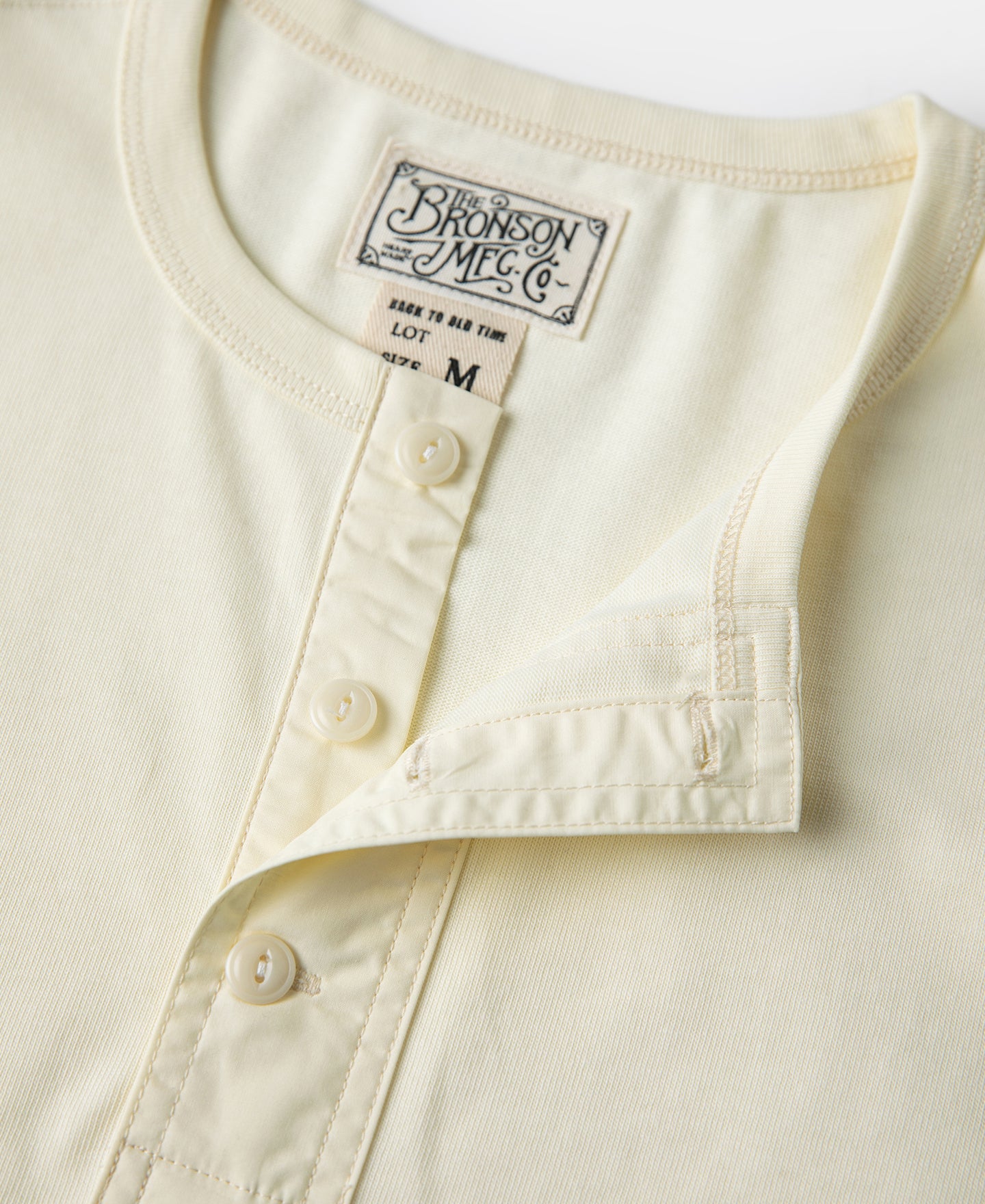 Mens Classic Short Sleeve Henley T-Shirt - Cream | Bronson Mfg