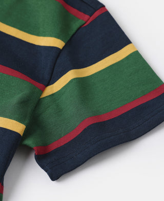 9.8 oz IVY Style Striped T-Shirt - Navy/Green