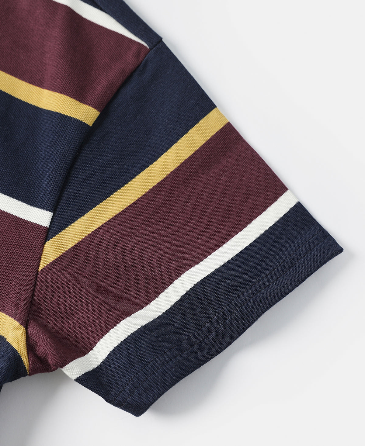 9.8 oz IVY Style Striped T-Shirt - Burgundy Red/Navy