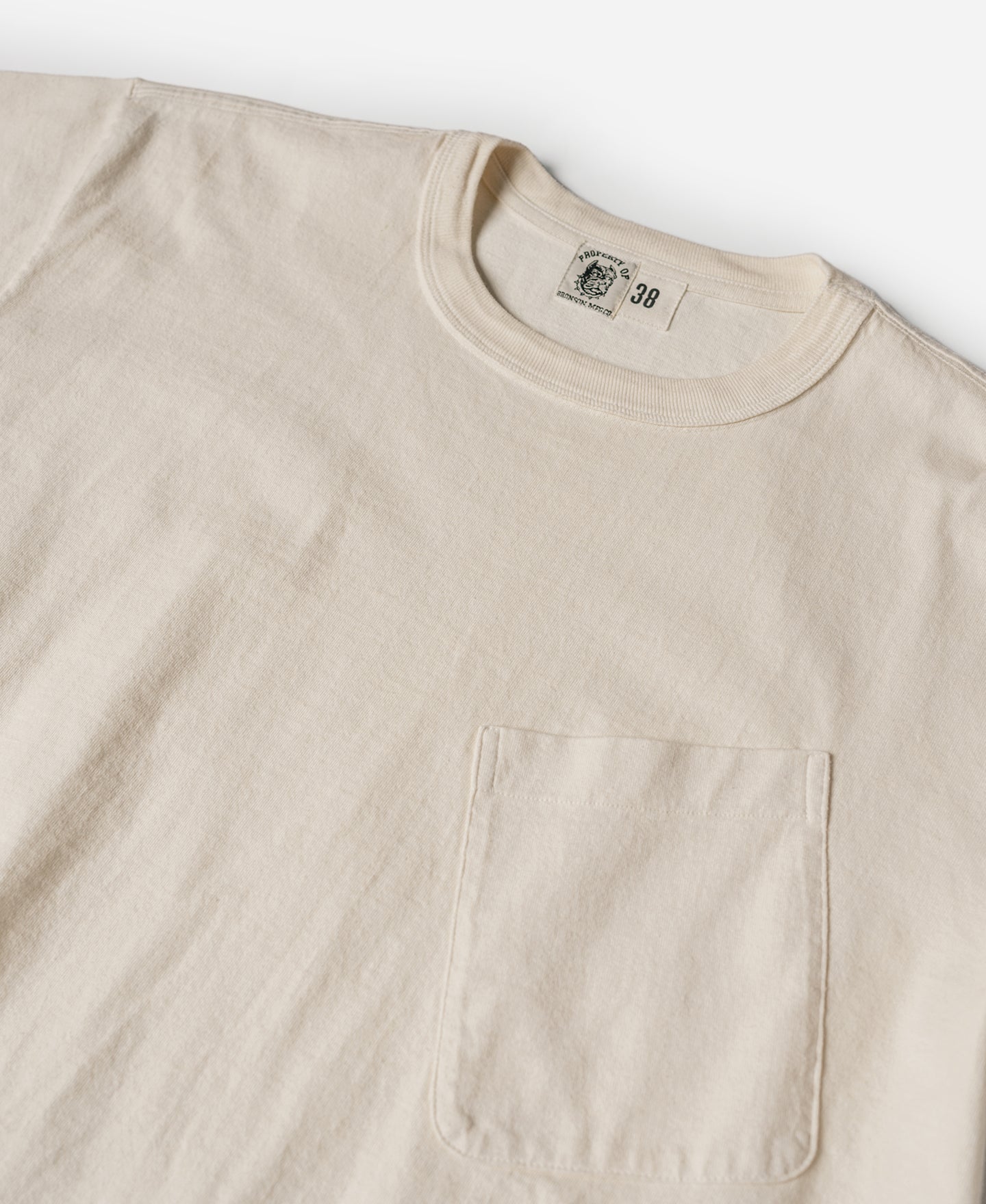 Slanted Pocket High Twist Cotton Tubular T-Shirt - Apricot｜Bronson