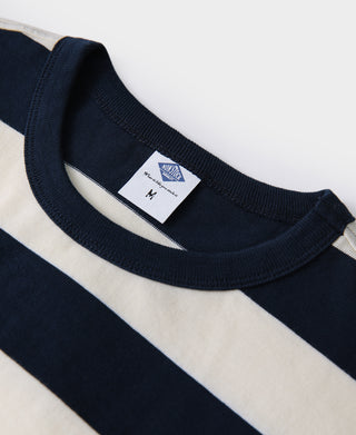 Heavyweight Cotton Wide Striped T-Shirt - Blue/White