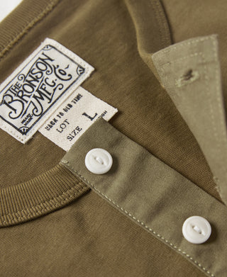 Vintage Short Sleeve Henley T-Shirt - Olive
