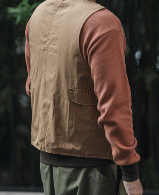 Polyester and Cotton Blend Game Pocket Outdoor Vest - Khaki