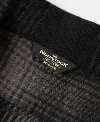NONDSTOCK interior neck label on ombre check brushed cotton sports shirt