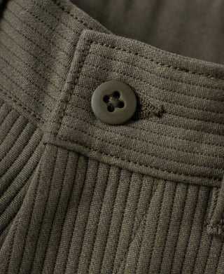 1940s Pique Stripe Cotton Work Trousers - Light Coffee