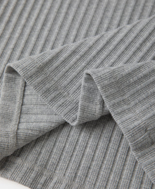 1950s Ribbed Cotton and Spandex-Blend T-Shirt - Gray