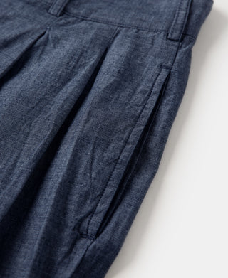 1930s Double-Pleated Chambray Pants