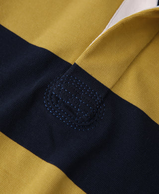 Classic Fit Striped Jersey Rugby Shirt - Yellow/Navy