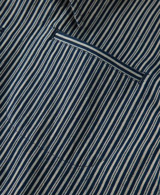 Striped cossack jacket yoke and decorative trim stripe bands at chest