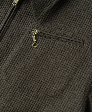 1940s Pique Stripe Cotton Cossack Jacket - Coffee