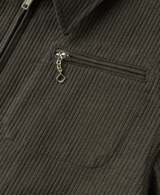 1940s Pique Stripe Cotton Cossack Jacket - Coffee