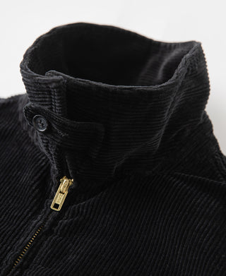 9 Wale Cotton Corduroy Zip-Up Jacket - Black