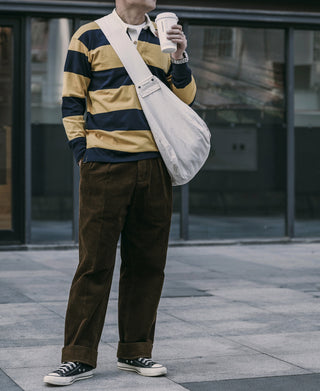 Classic Fit Striped Jersey Rugby Shirt - Yellow/Navy