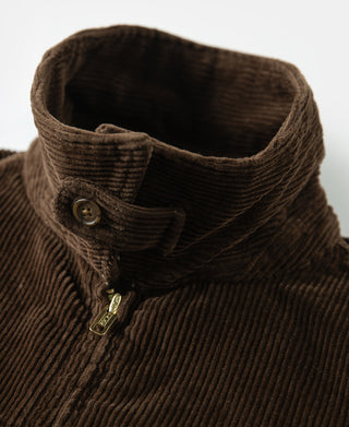 9 Wale Cotton Corduroy Zip-Up Jacket - Brown