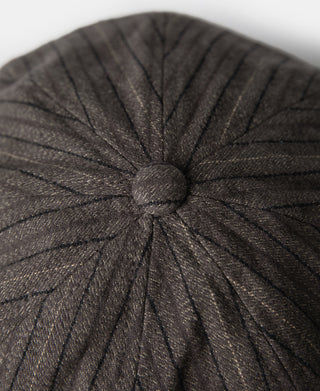 Yarn-Dyed Stripe Newsboy Cap  - Brown