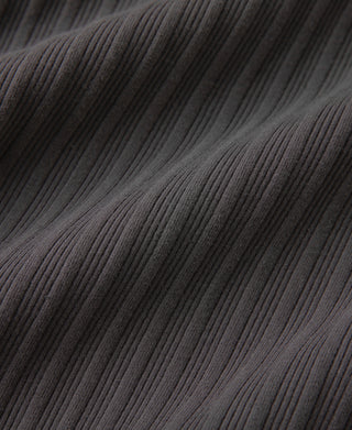 1950s Ribbed Cotton and Spandex-Blend T-Shirt - Dark Gray
