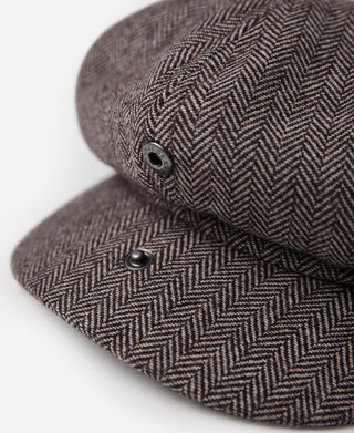 Brown Striped Herringbone Wool Newsboy Cap