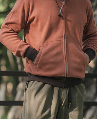 Waffle Cotton Full-Zip Track Jacket - Orange